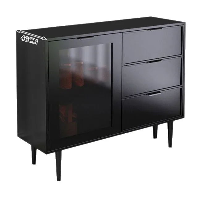 

Light luxury, black, chest, against the wall, integrated, tea, wine cabinet