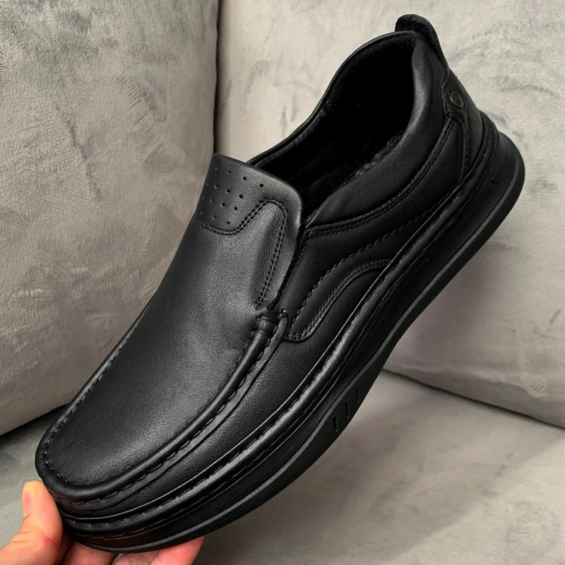

Wear-Resistant Hand-Sewn Leather oes Men's Slip-On Casual Dad oes Soft Thi Bot Wide Foot oes Spring Autumn