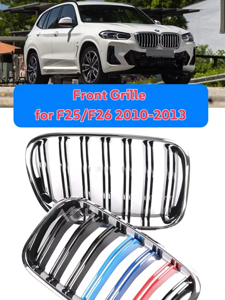 

Front Bumper Grille For BMW X3 X4 F25 F26 Pre-facelift 2010-2013 Kidney Chrome Black Double Single Slat Carbon M Tech X3M Grill