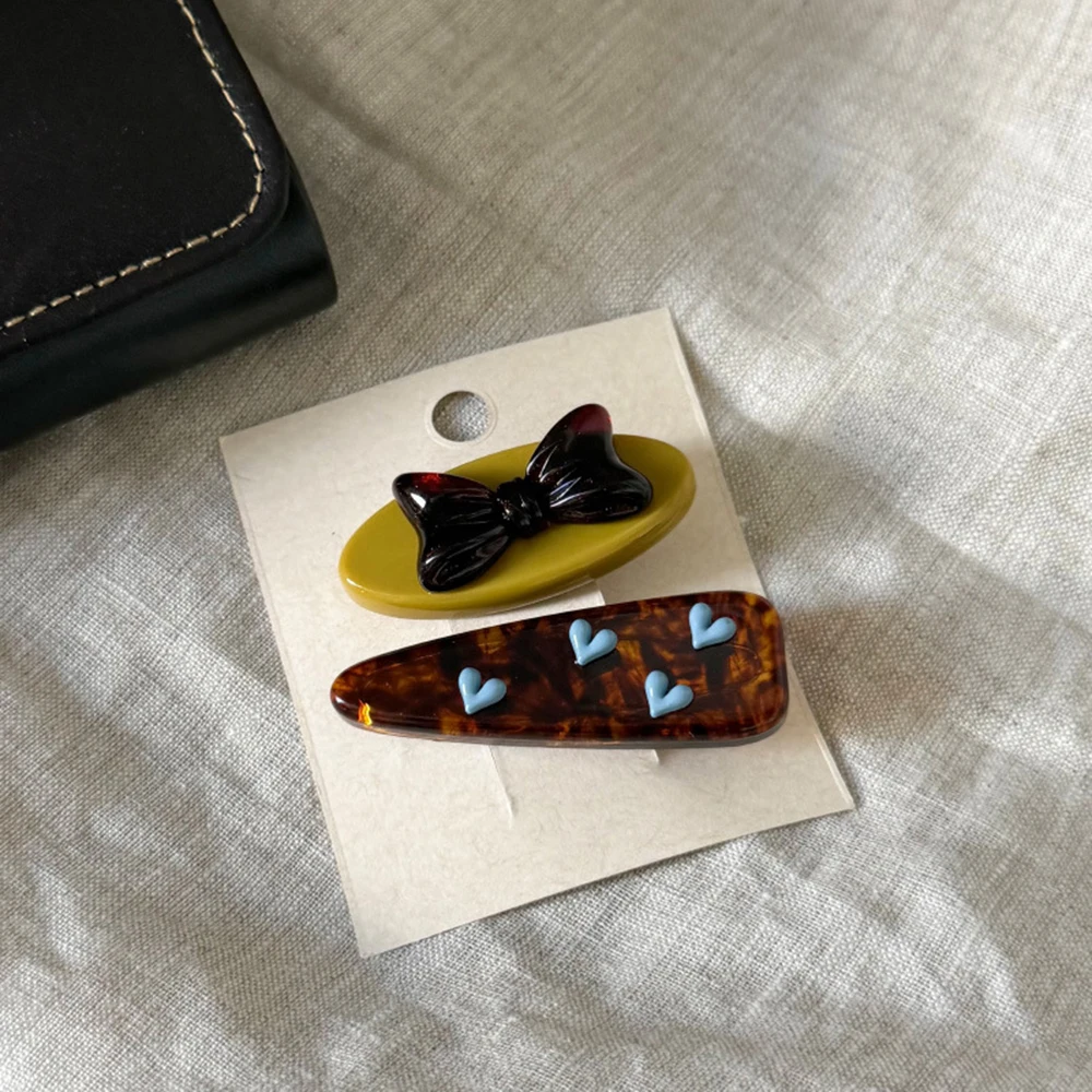 مشبك شعر رائع على شكل فيونكة على شكل قلب، مشبك جانبي فريد من نوعه، مشبك شعر بيضاوي، هدية إكسسوارات شعر للطلاب