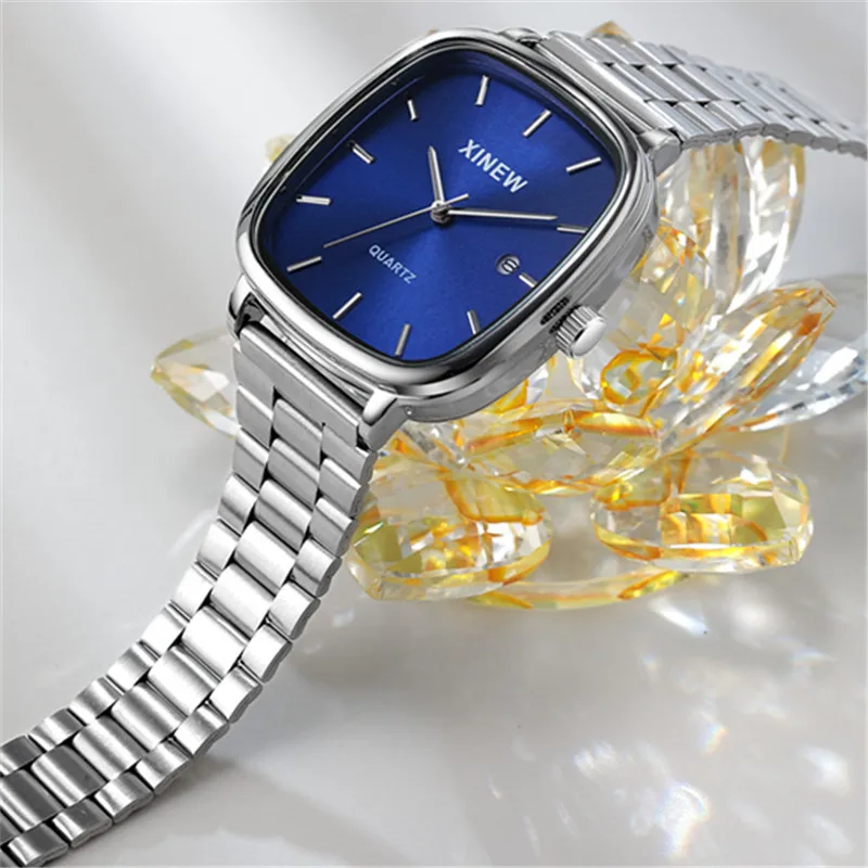 Reloj de negocios para hombre Black Friday, reloj cuadrado de ocio a la moda para hombre, reloj de cuarzo con calendario de aleación de acero inoxidable, regalo