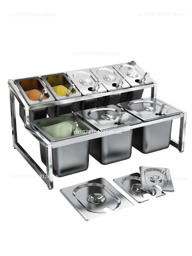 Stainless Steel Parts Basin Rack Jam Box Milk Tea Shop Special Milk Tea Small Ingredients Seasoning Box Fraction Box Shelf