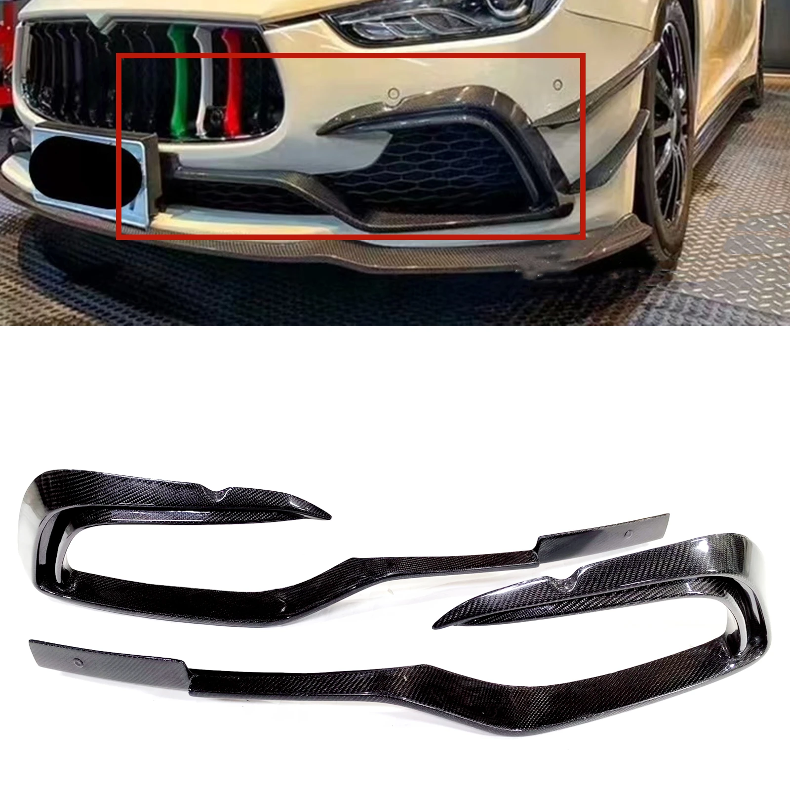 Front Bumper Fog Light Air Vent Intake Trim Side Lamp Cover For Maserati Ghibli 2014-2017