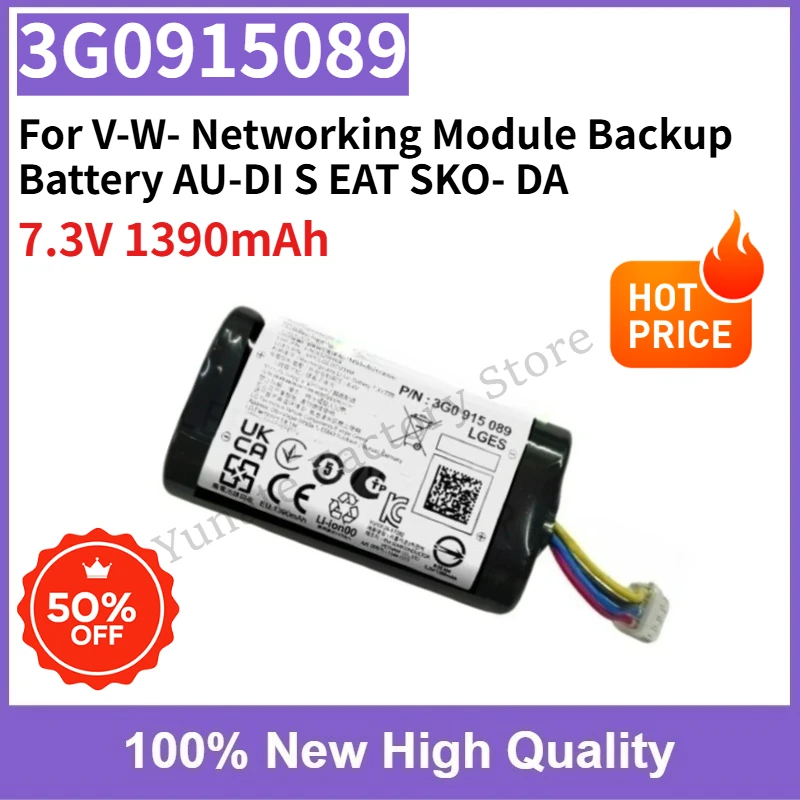 Fast Shipping 3G0915089 7.3V 1390mAh Replaceable Battery for V-W- Networking Module Backup Battery AU-DI S EAT SKO- DA