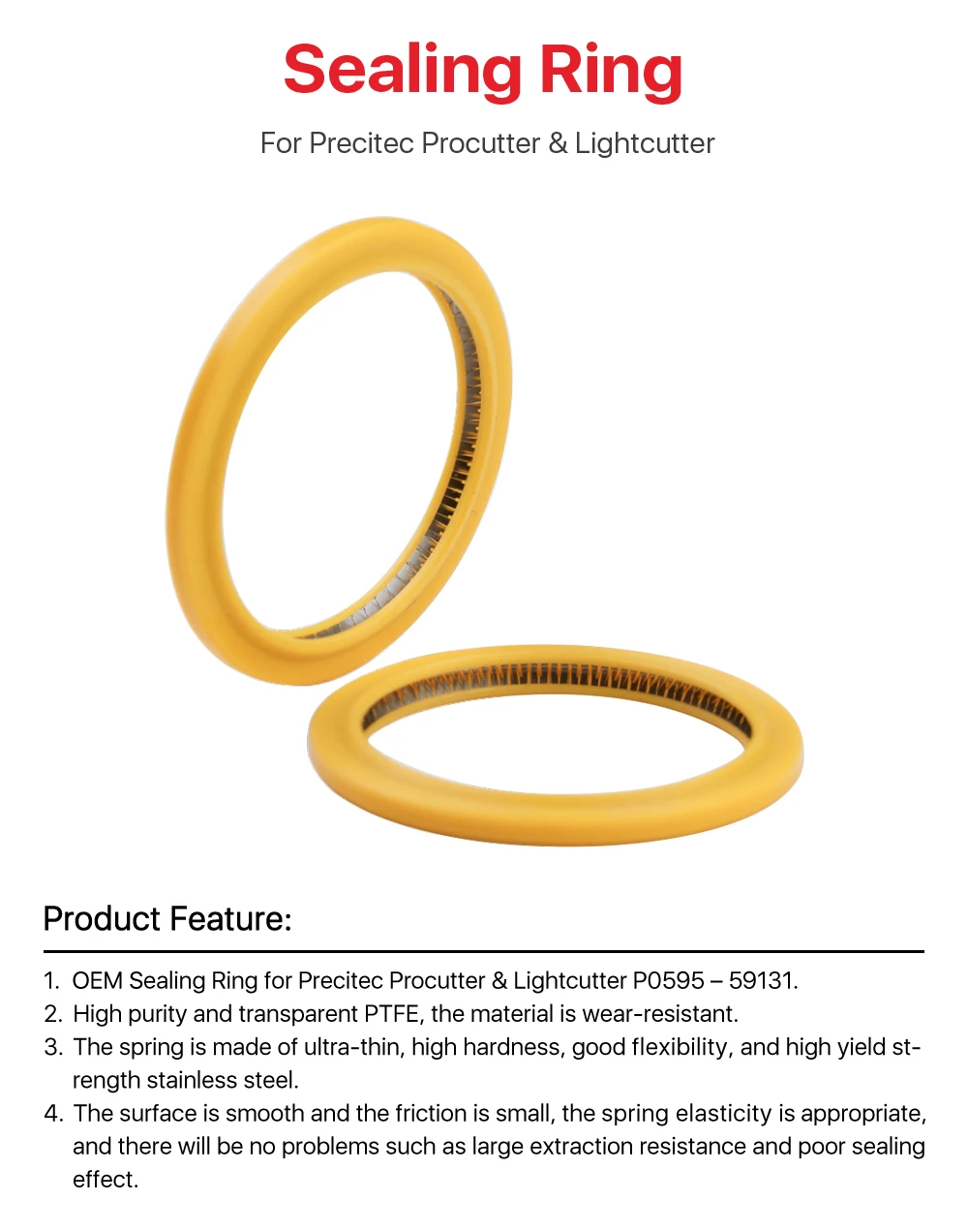 Ultrarayc Laser-Dichtungsring für Precitec-Schutzfenster 37 x 7/30 x 5 und Precitec ZM ProCutter DR P0595–59131 40,3 x 33 x 2,7 mm – Detail 1