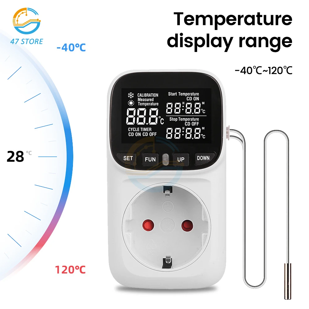 Digital Temperature Smart Controller Socket Home Outlet Thermostat Sensor Cooling Heating Temperature Timer Switch With Socket