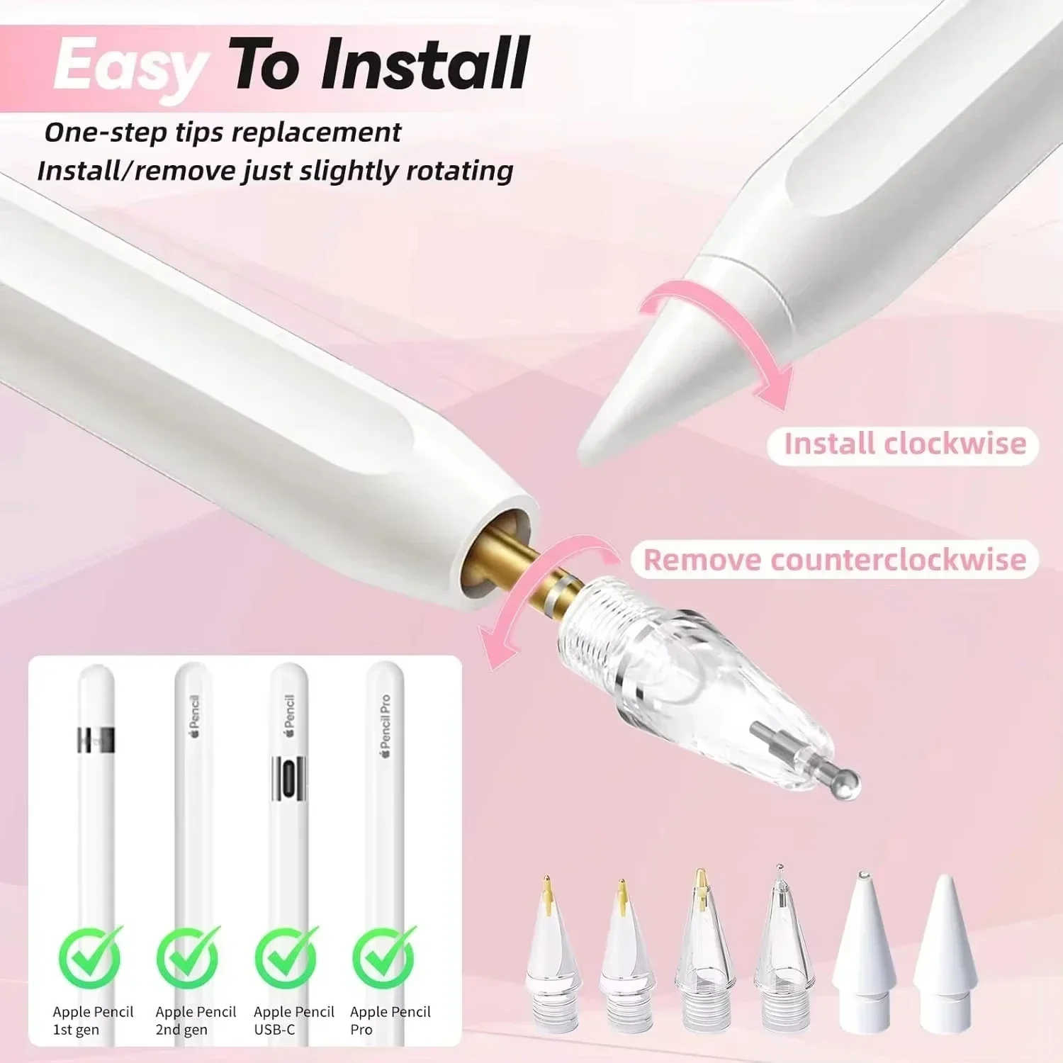 Thin Soft Nib Replacements: 4pcs/6pcs Pencil Refills for Apple Pencil 1/2/3rd (USB-C)/Pro