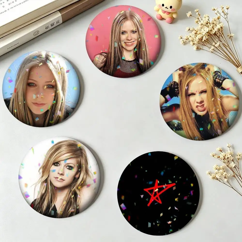 A-Avril Lavigne Pop Punk Singer  25 32 44 58 75mm Badges Personalized Round Brooches Pins Accessory Gift