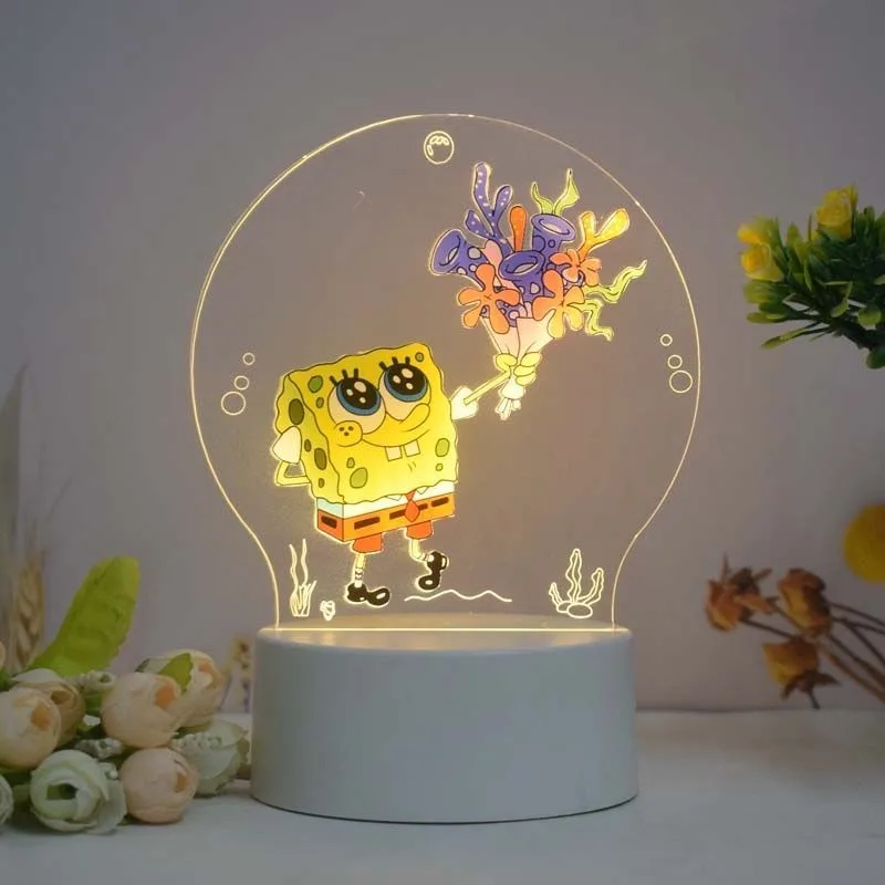 Bob Esponja SquarePants Patrick Star periférico animación de dibujos animados luz nocturna creativa 3D luz decorativa para habitación de niños