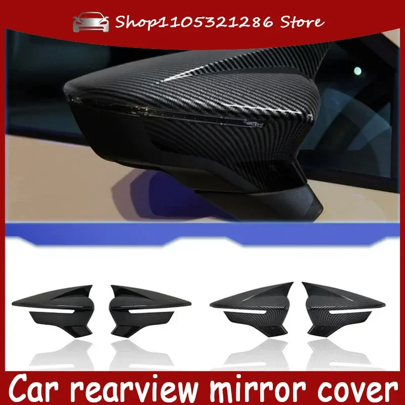 For Seat Leon 5F Ibiza 6F Arona KJ7 – Carbon Fiber Black Side Mirror Cover Caps, Rear View Shell Case