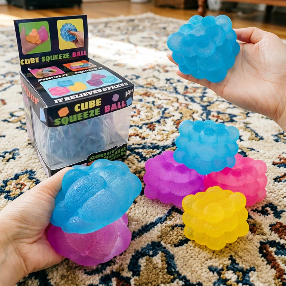 Fire Starter Cube - Eiswürfel-Quetschball Geometrischer Maltose-Quadrat-Quetschball Finger-Knautschspielzeug für Erwachsene