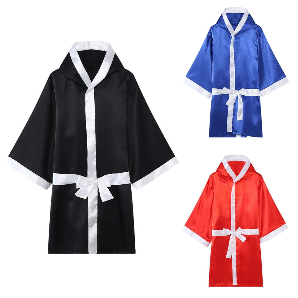 

Boxing Robe Hooded Men Women Martial Arts Combat Kickboxing Competition Training Gown Long Sleeve Muay Thai Jersery MMA Uniform