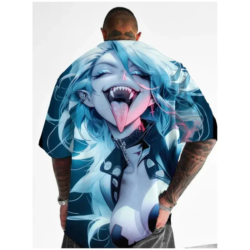 

Hot Selling Fashion Anime Girl 3D Printed Men's T-shirt Oversized Hip-hop Trend Loose Casual Street Round Neck Clothing T-shirt