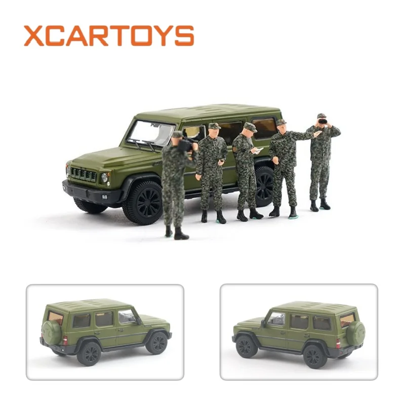 XCARTOYS 1/64 Simulation Alloy Beijing BJ80 Off Road Vehicle Exercise Command Group Car Model Collectible Ornament Set Toy