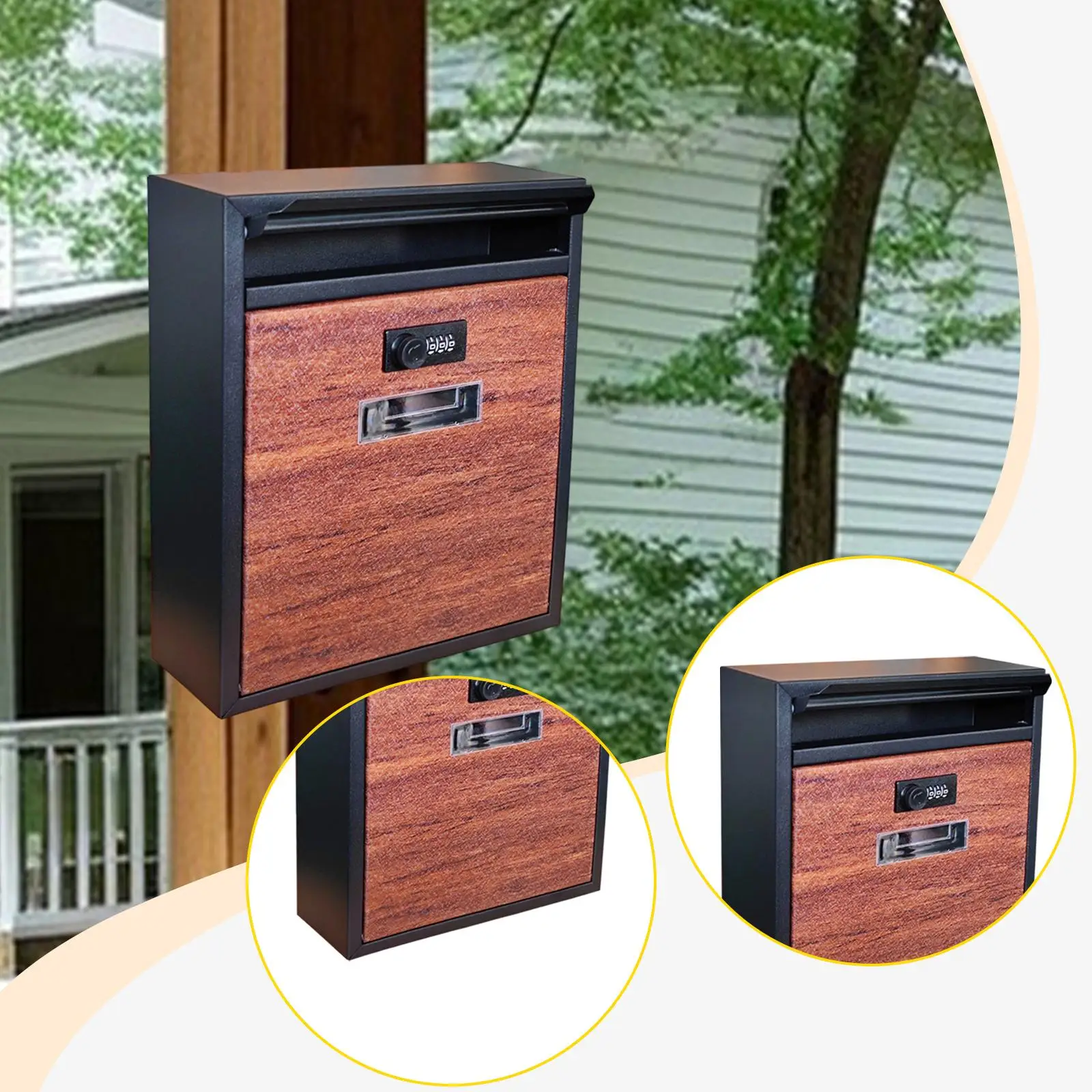 

Wall Mounted Mailbox Locked Waterproof Iron Postbox Large Entrance Mail Box for Magazines Paper Gate Envelopes Front Porch