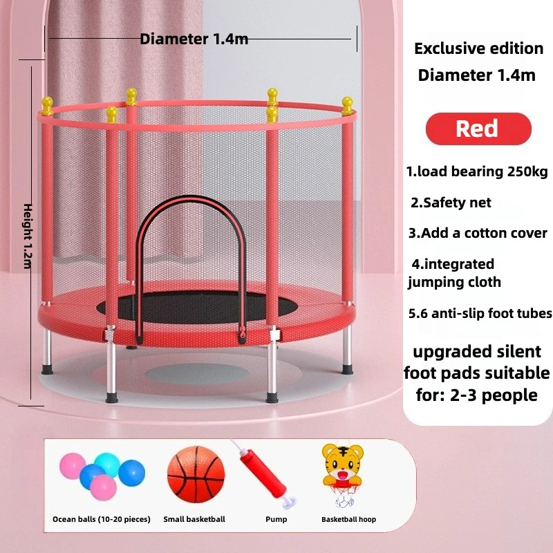 3-8 YHome Use Playroom Kids داخلي ترامبولين صغير - حصيرة قفز آمنة مع شبكة واقية، لعبة لعب للياقة البدنية للأطفال