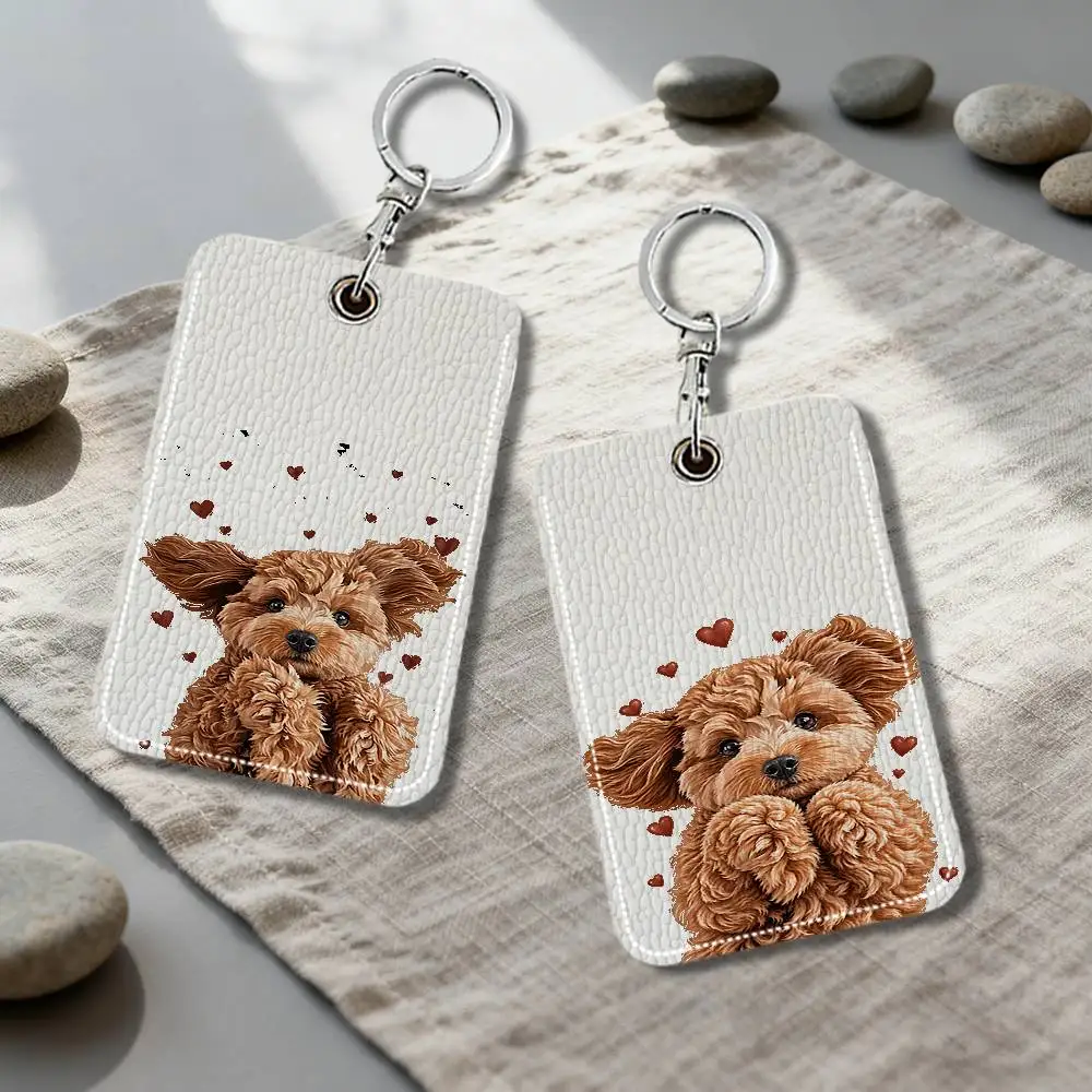 Teddy Dog Keychain Card Holder, Badge Credit Card Holder, Student ID Card Holder, Bus Cards Cover