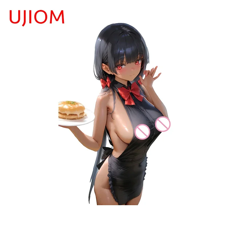 UJIOM 13cm X 7.9cm Maid Girls Large Breast Amusing Wall Stickers Alluring Adult Bathroom Murals Decal Tile Cabinet Stove Decor