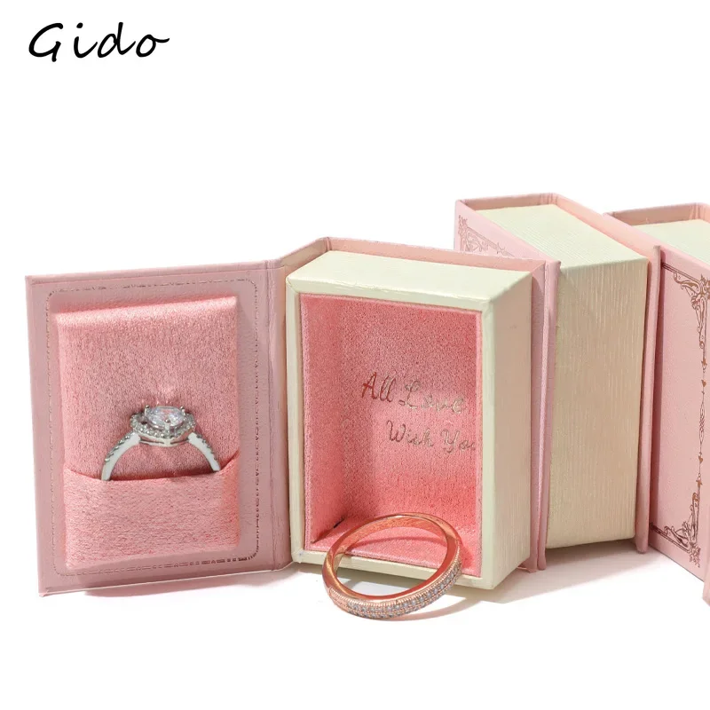 Clamshell Vintage Ring Box Magnetic Small Jewelry Box Creative Book Pendant Earrings Box Jewelry Packaging