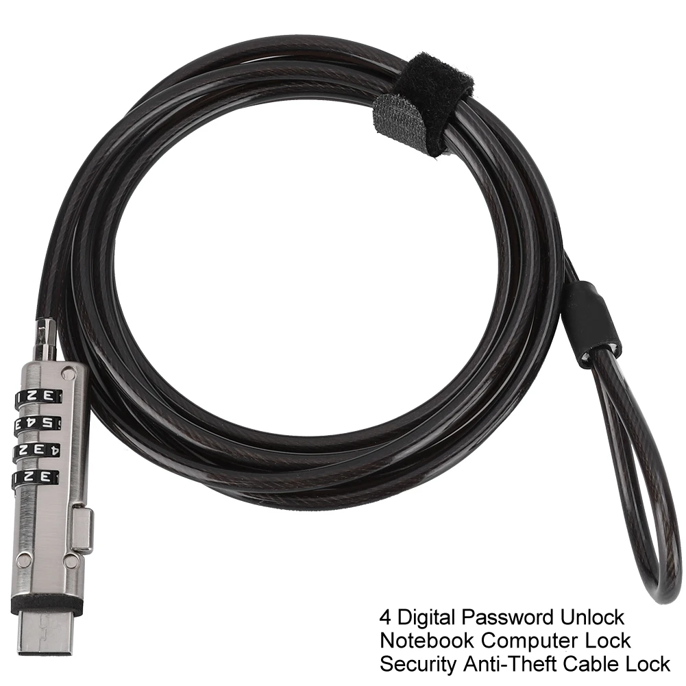 

Latop Lock 4 Digital Password Unlock Notebook Computer Lock Security Anti Theft Cable Lock Computer Lock Notebook Cable Lock