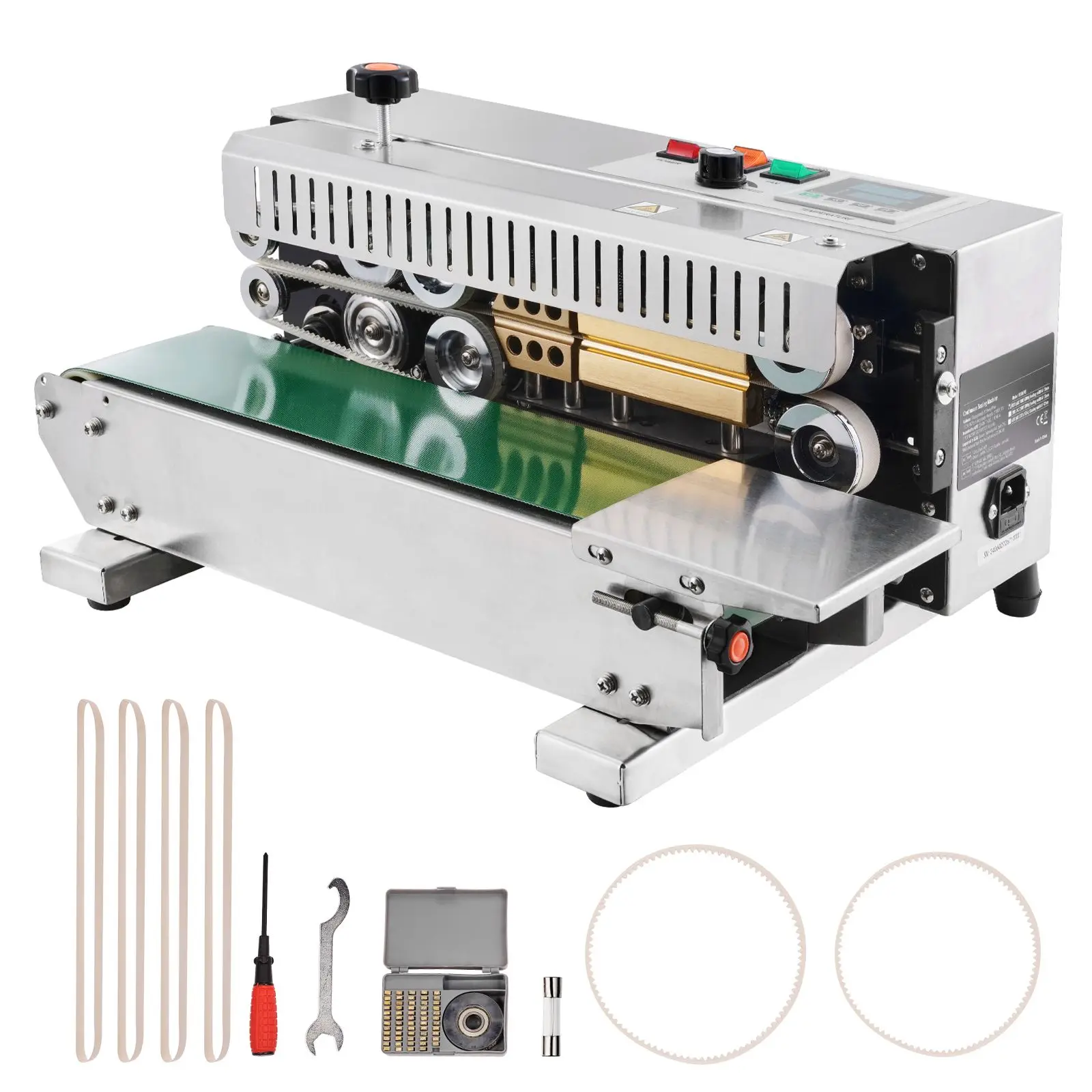 Continuous Bag Band Sealing Machine, 0.24-0.47 in/6-12 mm Seal Width, Horizontal Band Sealer with Digital Temperature Control