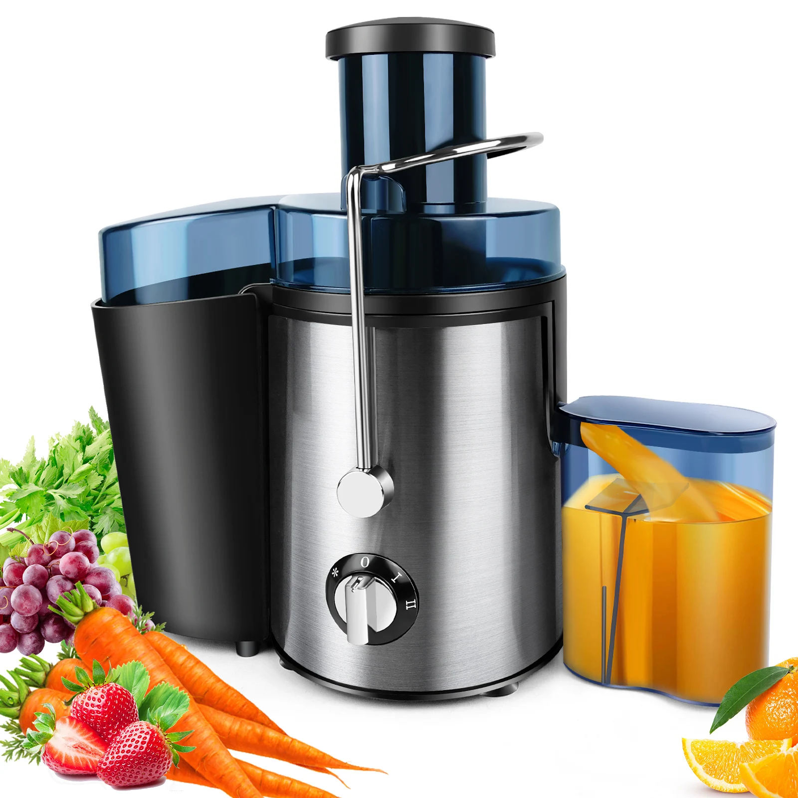 Entsafter, 400 W, Zentrifugal-Entsafter, Maschinell für Ganzes Obst und Vegetables, 3-Zoll-Entsafter