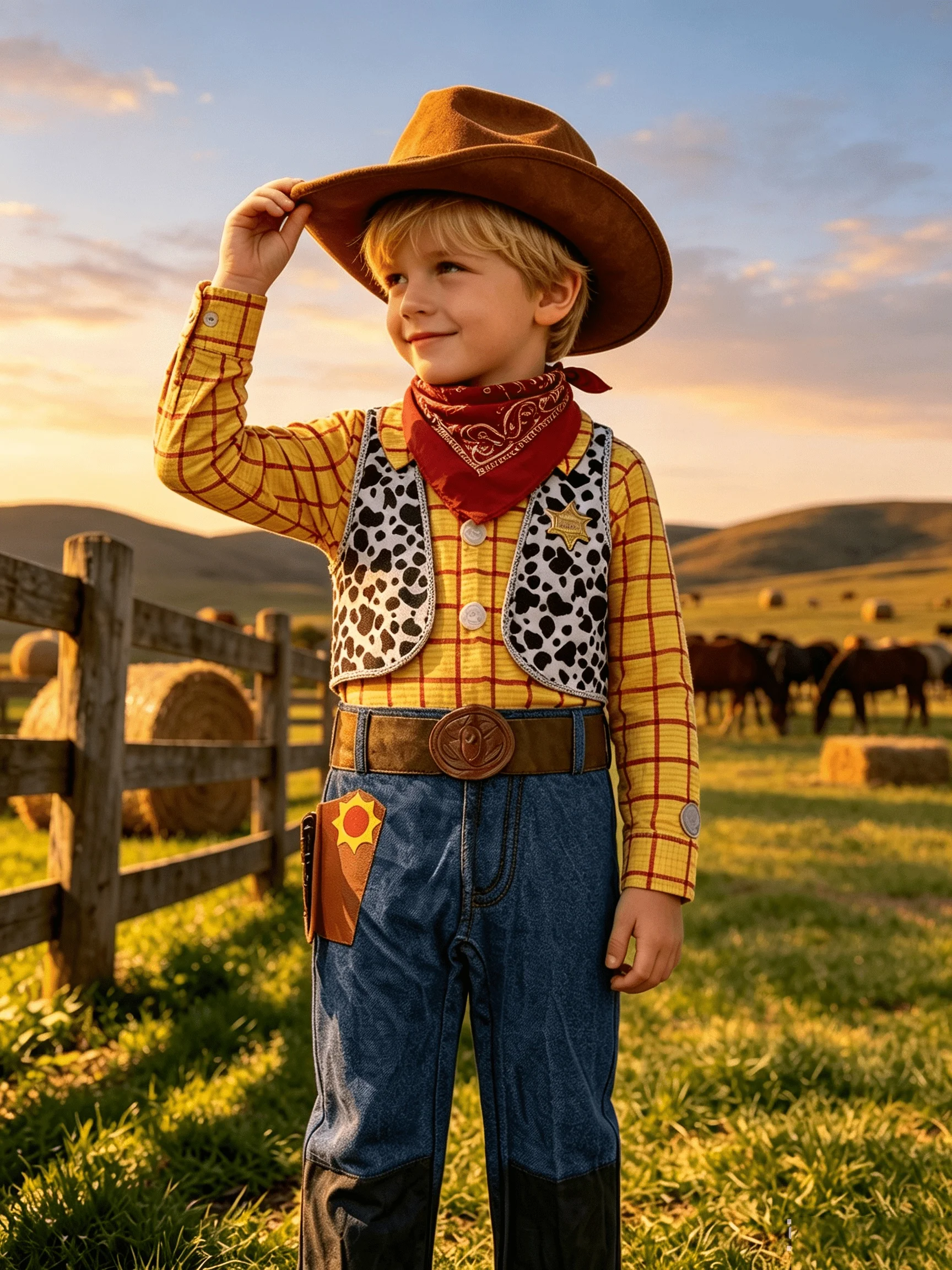 Boys western cowboy one-piece jumpsuit costume