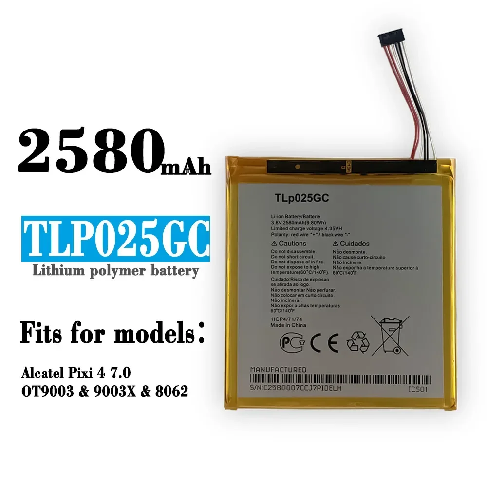 

TLP025GC High Capacity Battery For Alcatel One Touch Pixi 4 (7.0) OT-8063 9003X 9003A 8062 2580mAh phone Replacement Bateria