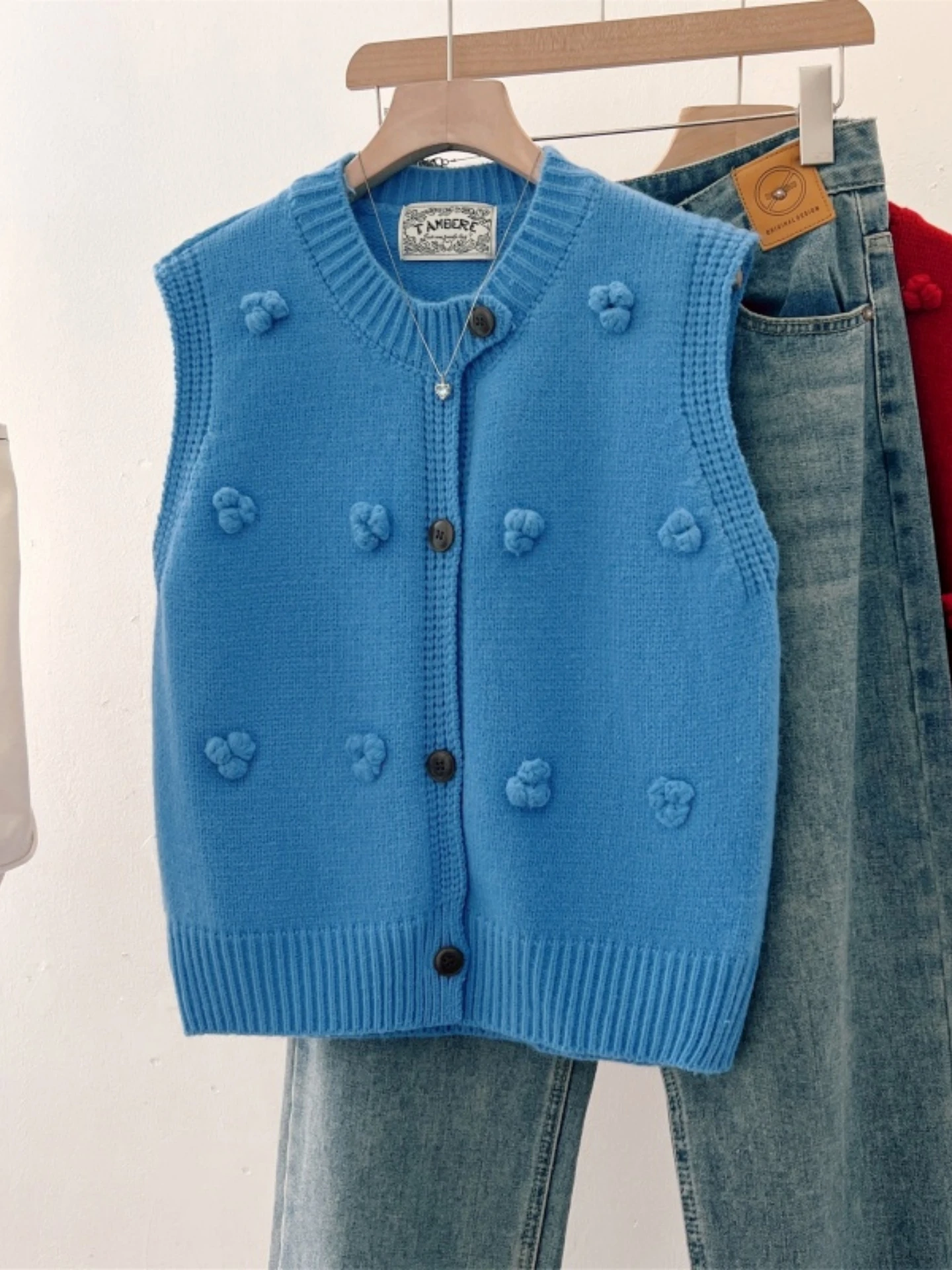 Short Knitted Open Cardigan Vest Women's Layering Spring Autumn New Large Size Fat MM Beautiful 3D Flower Top