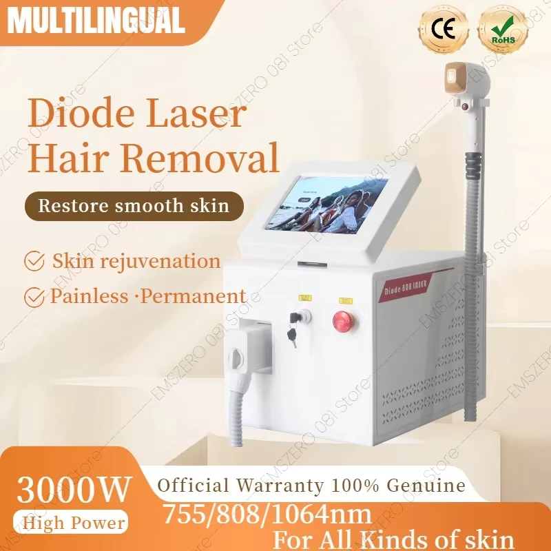 3000W diode laser 755 808 1064nm 3 wavelength hair removal machine intelligent, safe, painless and permanent hair removalThe dio