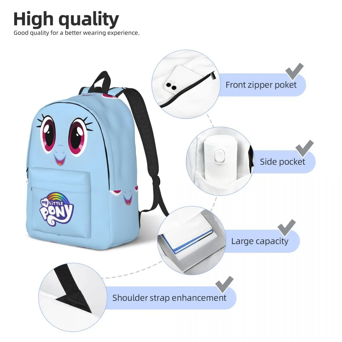 College Bag Logo Sturdy Shoulder My Little Pony Children Birthday Multi-Function Schoolbag Journey