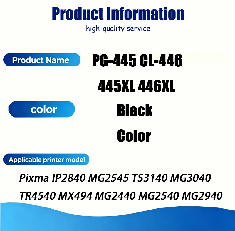 PG-445 CL-446 445XL 446XL Ink Cartridge Compatible For Canon Pixma IP2840 MG2545 TS3140 MG3040 TR4540 MX494 MG2440 MG2540 MG2940