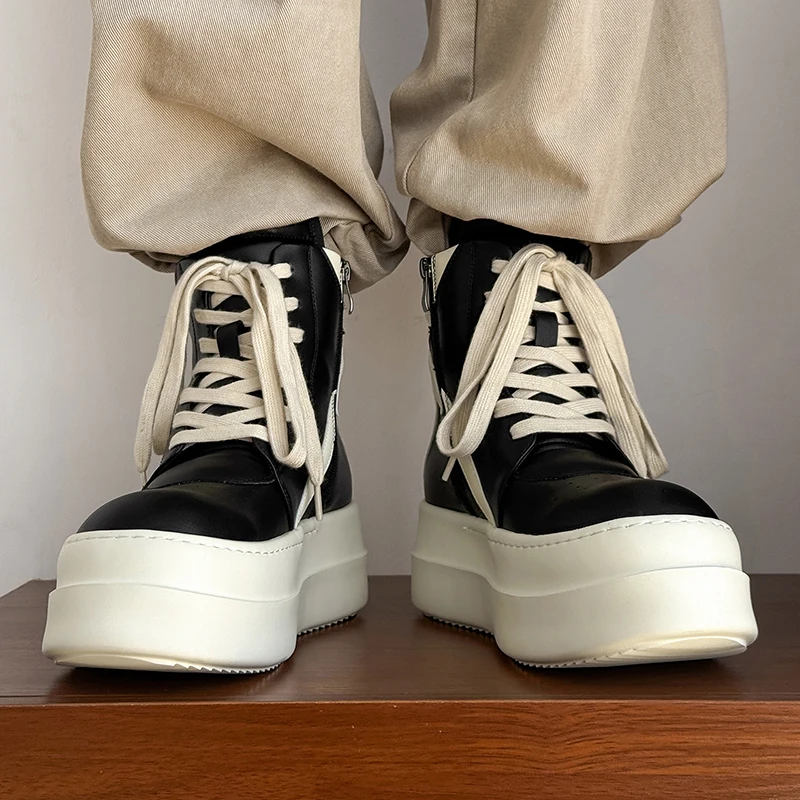 أحذية عالية الجودة بنعل مكتنز للجنسين - أحذية شتوية للزوجين باللونين الأبيض والأسود