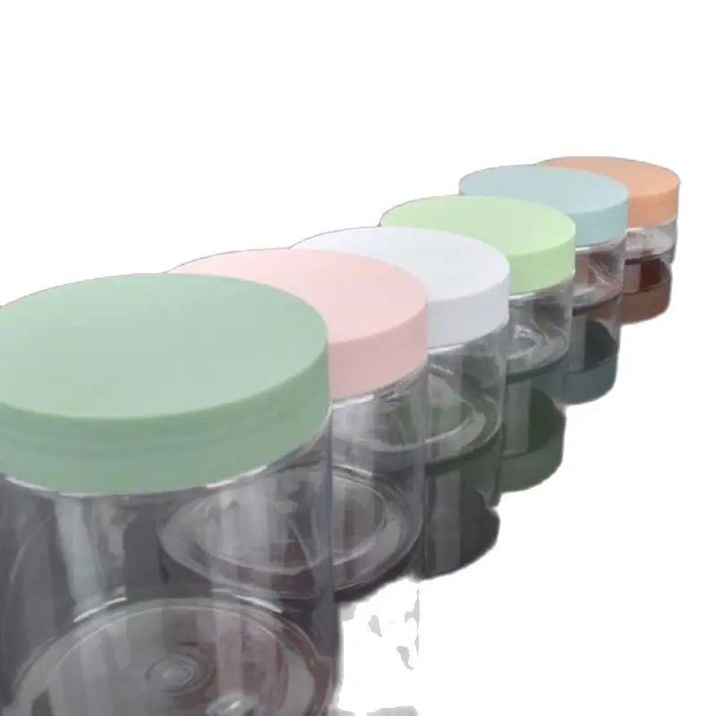 Cosmetic Jars Empty Clear Wide Mouth Bottle 68Dia. 50ml 100ml 120ml 150ml 200ml 250ml Screw Lid PET Container Plastic Cream Pots