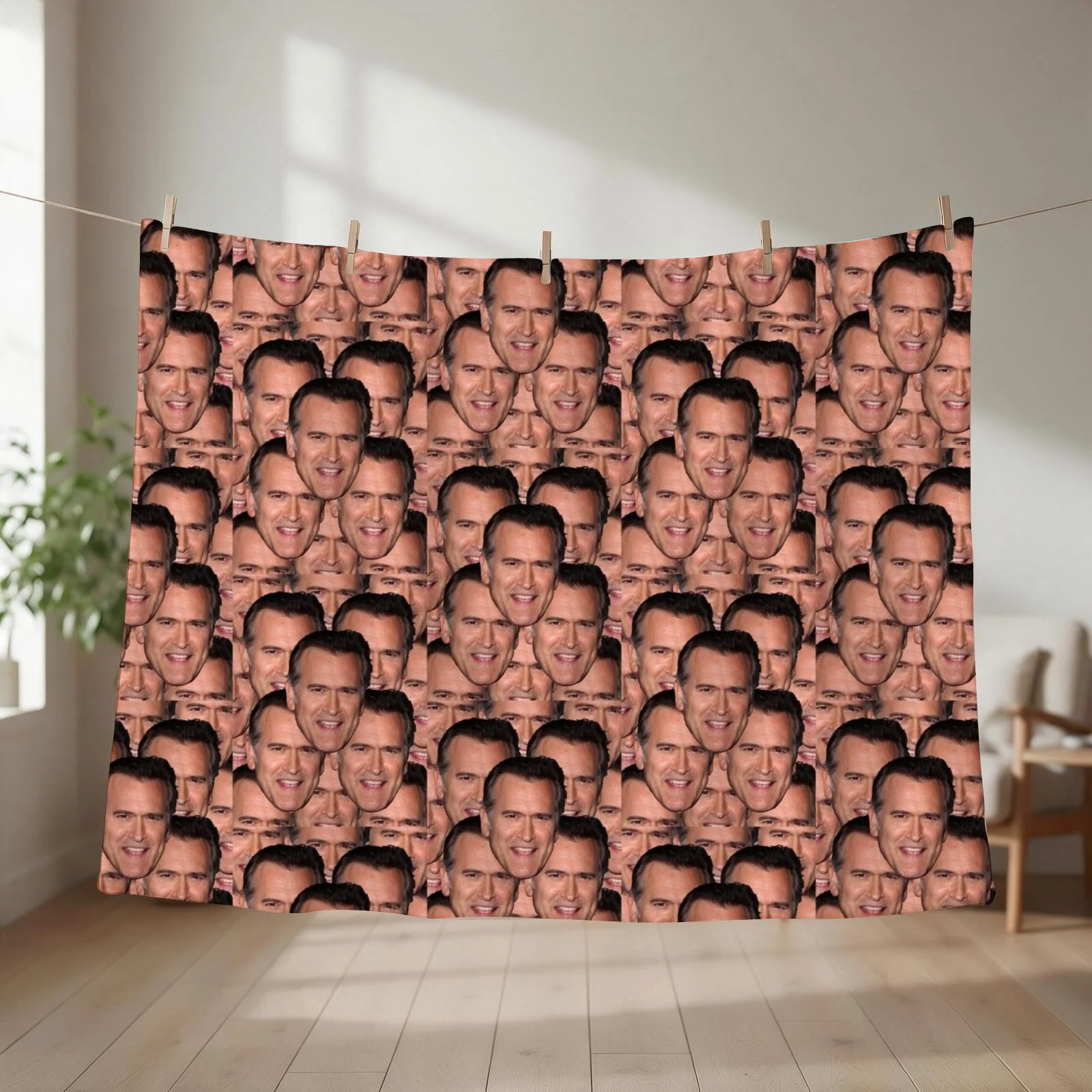 Bruce Campbell Evil Dead Head Shot Throw Blanket couch cozy soft plush fuzzy picnic outdoor blanket