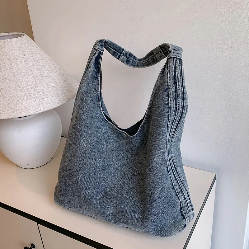 Leisure Time Denim High-capacity Tote Bag Senior Feel Practical Single Shoulder Bags Versatile Armpit Bag Comfortable Handbag