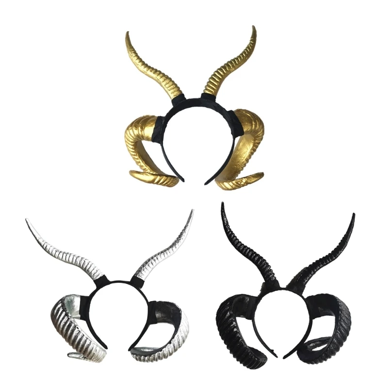 A2ES 3D Horn Headband Sheep Horn Hairhoop Costume Props Halloween Head Accessories