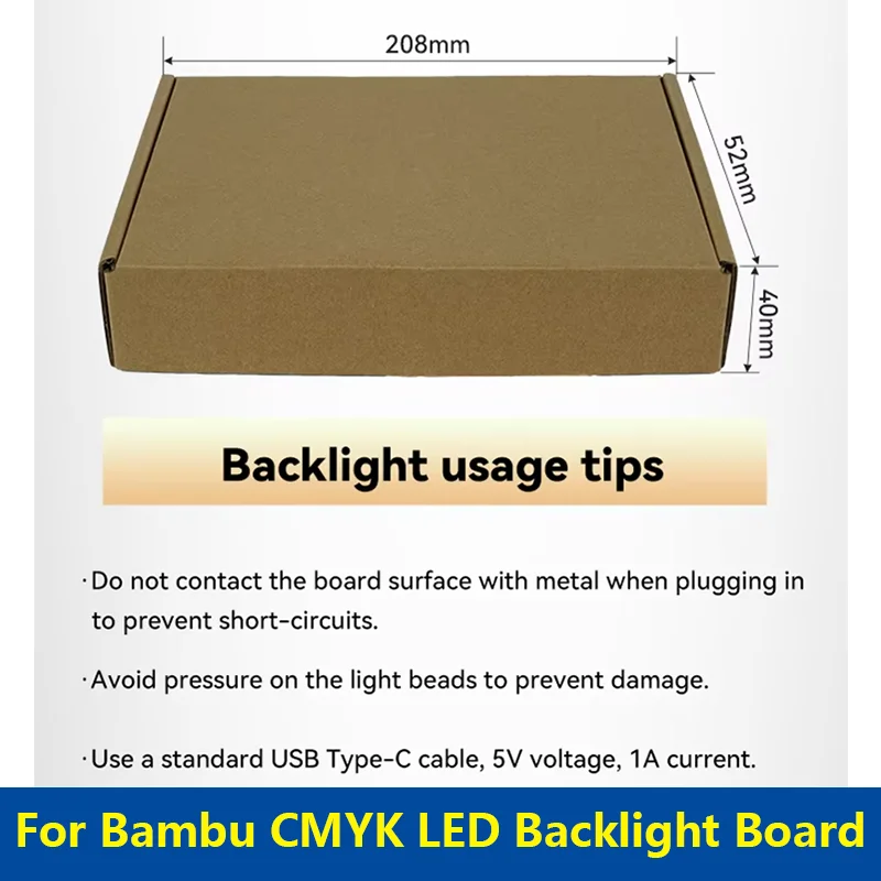 For Bambu CMYK LED Backlight Board USB C CMYK 3D Print Backlight Board kit CMYK LED Lithophane Backlight Board For Bambu lab