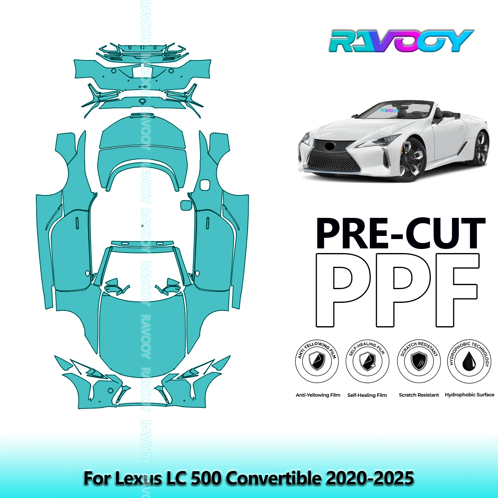 

8.5Mil Full Vehicle Precut PPF Paint Protection Film For Lexus LC 500 Convertible 2020-2025