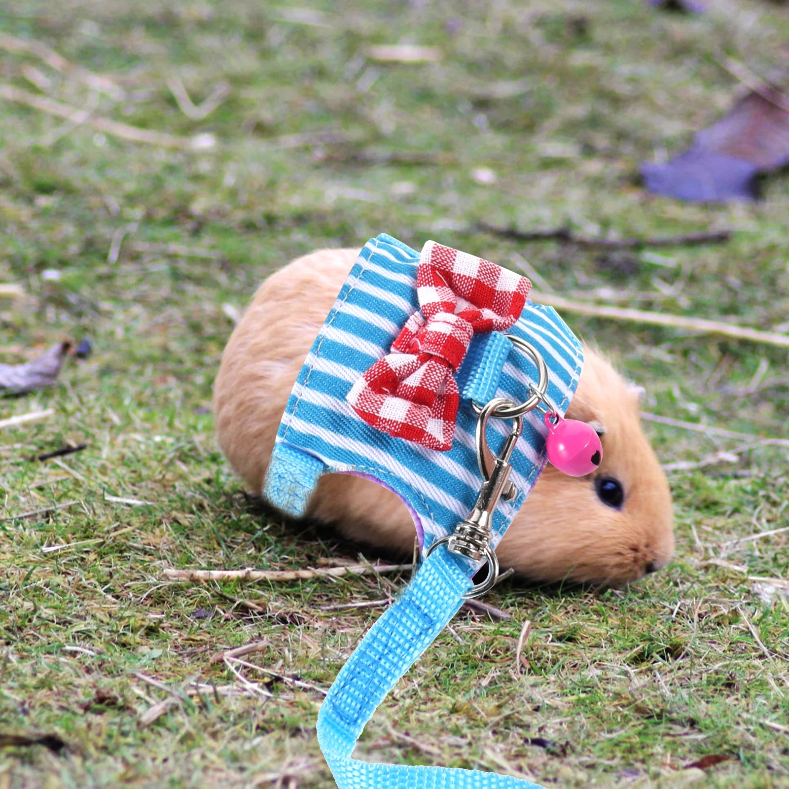 

Pet Harness Set Denim Material Small Animals Breathable Hamster Bunny Clothes Kit Portable Leash Walking Rope Pet Supplies