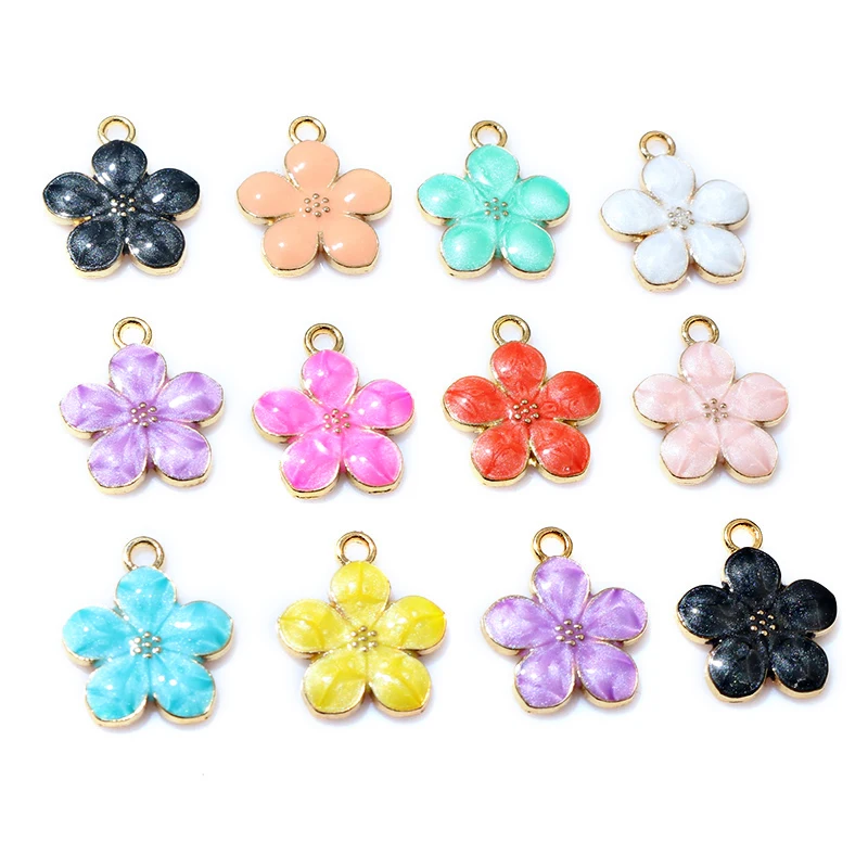 20pcs 17x14mm Flower Charms Pendant Enamel Alloy Small Cute Flower Charms DIY Jewelry Accessories Findings for Necklace Earrings