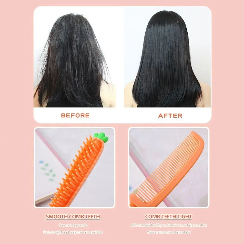 Portable Cartoon Foldable Hair Comb Carrot Detangling Folding Comb Anti-Static Professional Hair Brush Barber Accessories