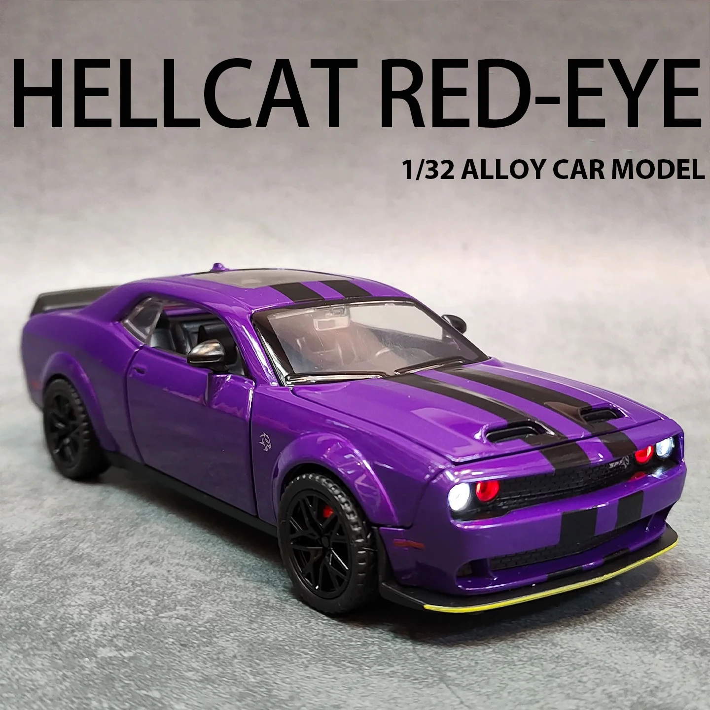 1:32 Dodge Challenger SRT Hellcat Cars Alloy Models Diecast Toys 4 Doors Opened Miniature Car Light Sound Vehicle Festival Gifts