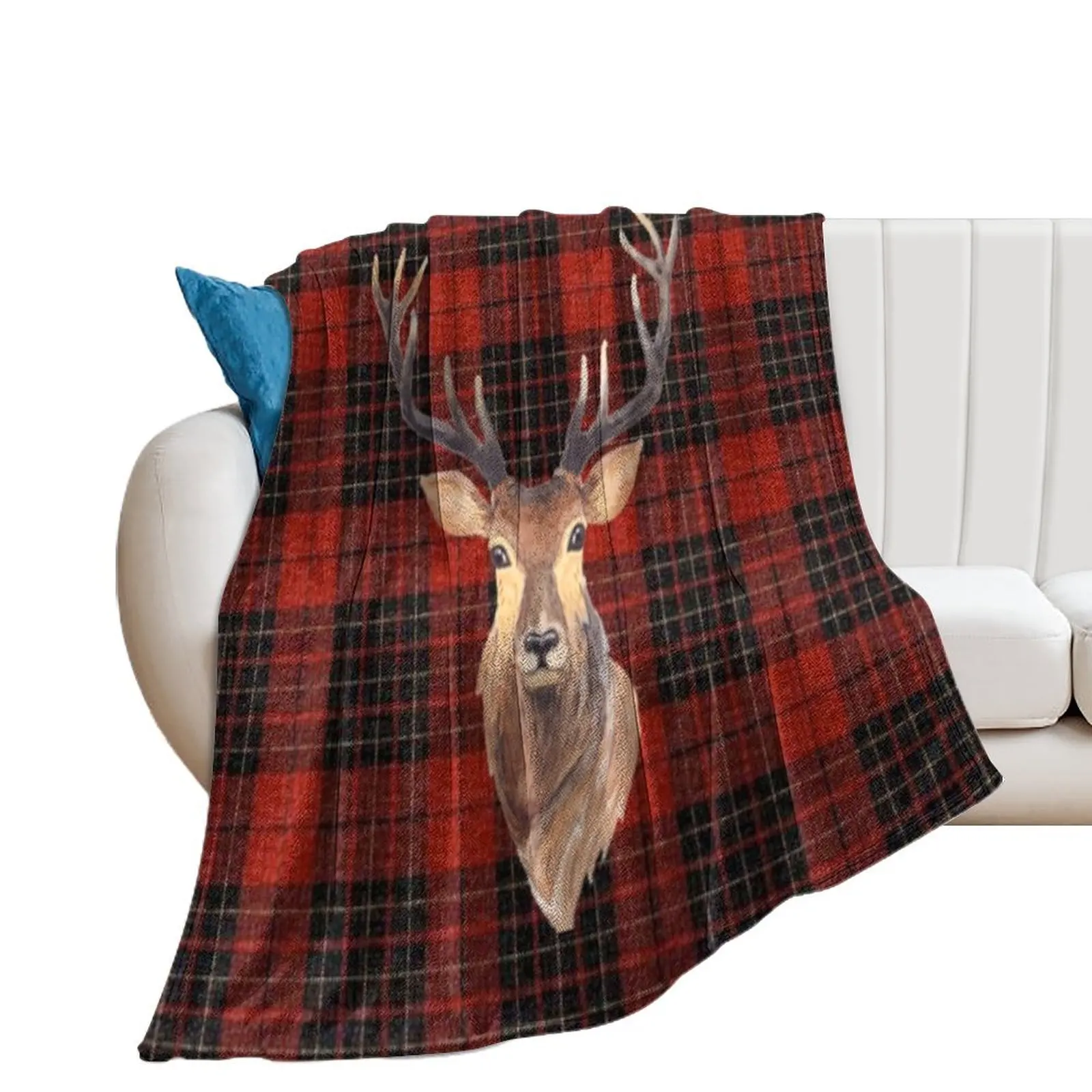 Stunning wildlife highland Stag face Throw Blanket warm winter Sleeping Bag Blankets