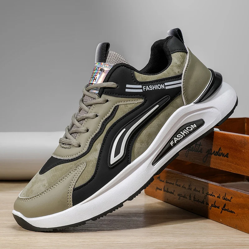 

Осенние мужские кроссовки 2025, модные удобные дышащие кроссовки, уличная кожаная нескользящая повседневная обувь, Zapatillas Hombre