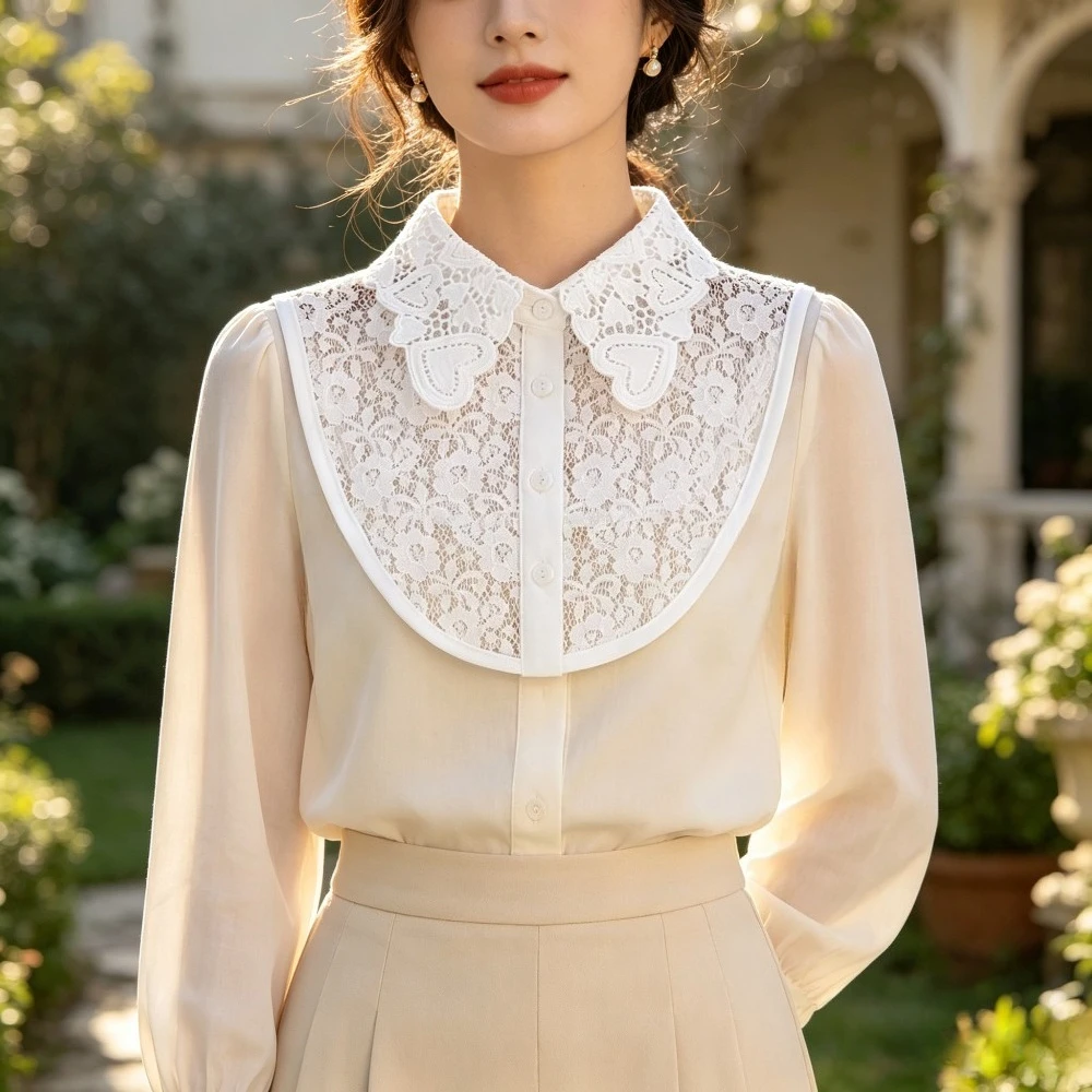 Removable Lace Collar, Heart & Floral Pattern, Polyester Fabric, Women's Bra Insert, Chest Pads, Underwear Accessories