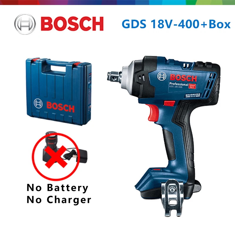 Bosch Snoerloze Slagmoersleutel Gds 18V-400 Borstelloze 400nm Impact Driver Momentsleutel Bosch 18V Elektrisch Gereedschap Zonder Batterij