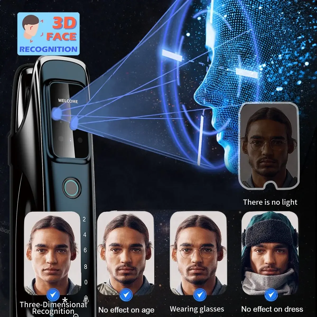 Tuya Wifi  3D Face Recognition Fingerprint Lock Intelligent Door Lock Premium Quality Smart Door Lock Premium Quality