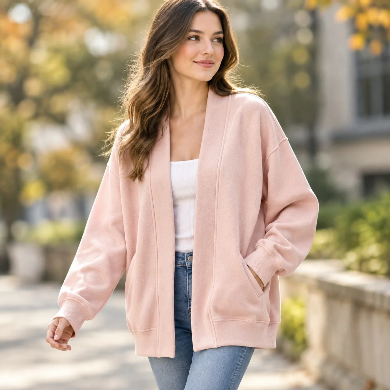 Casual Hoodless Top Regular Length with Open Front Patchwork Standard Length No Collar Single Fresh Style Autumn Jacket Women