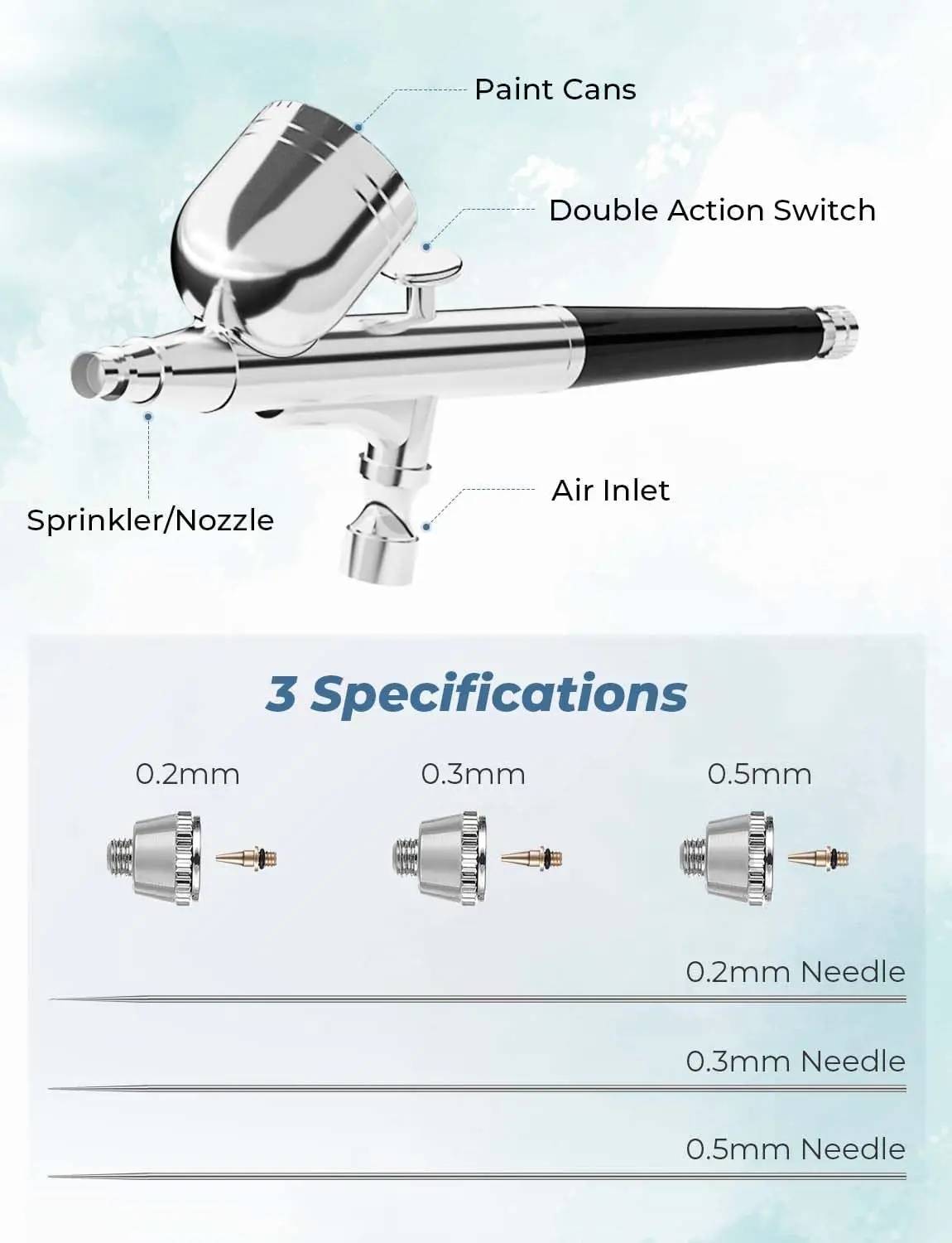 Kit de aerógrafo de dupla ação com compressor, 40 PSI para unhas, maquiagem, modelos, projetos DIY